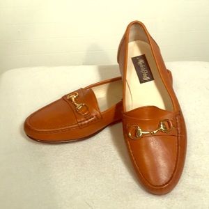 Gucci Style Italian Leather Loafers Gold Buckles